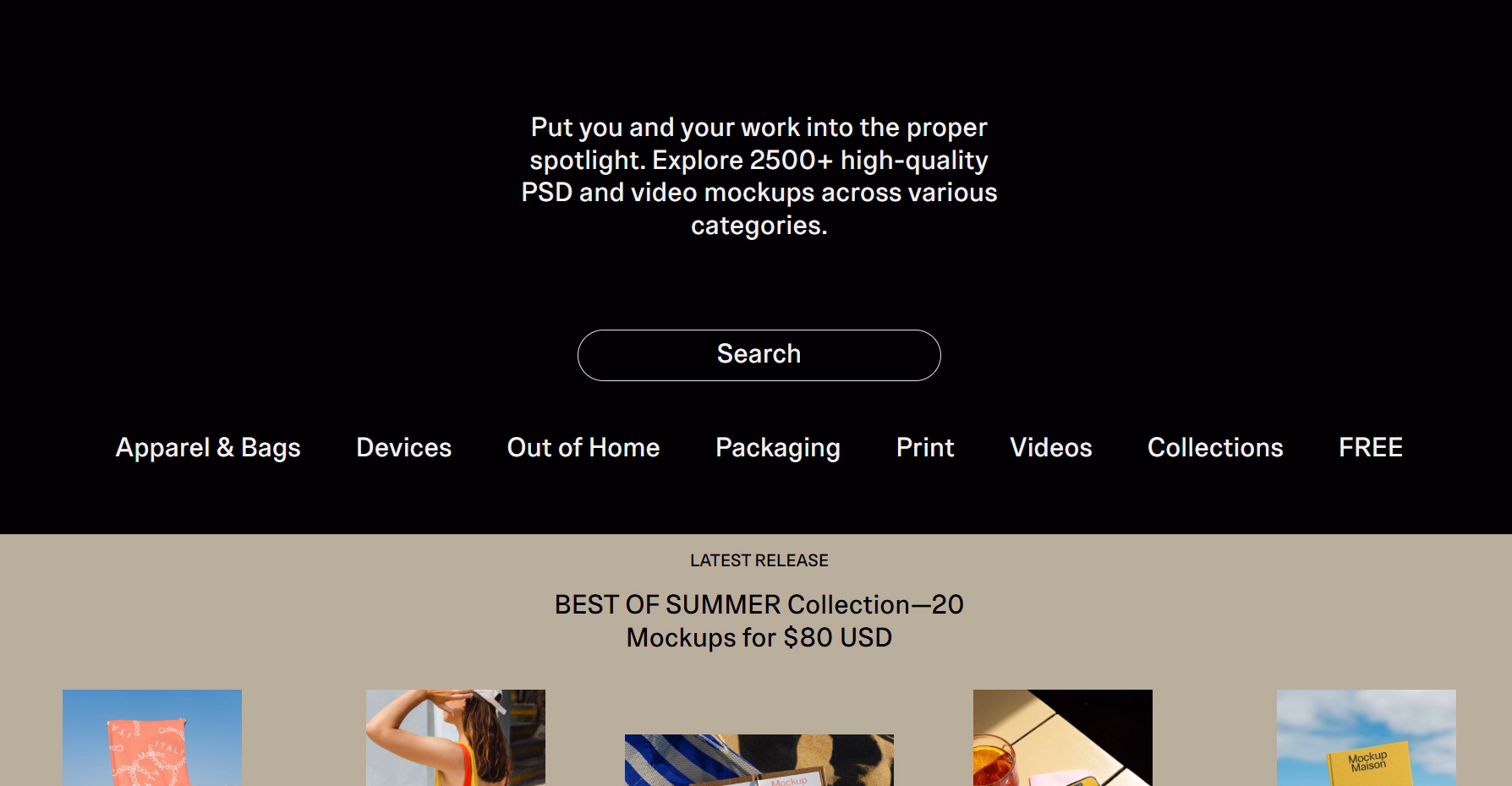 premium, realistic psd mockups for brands.