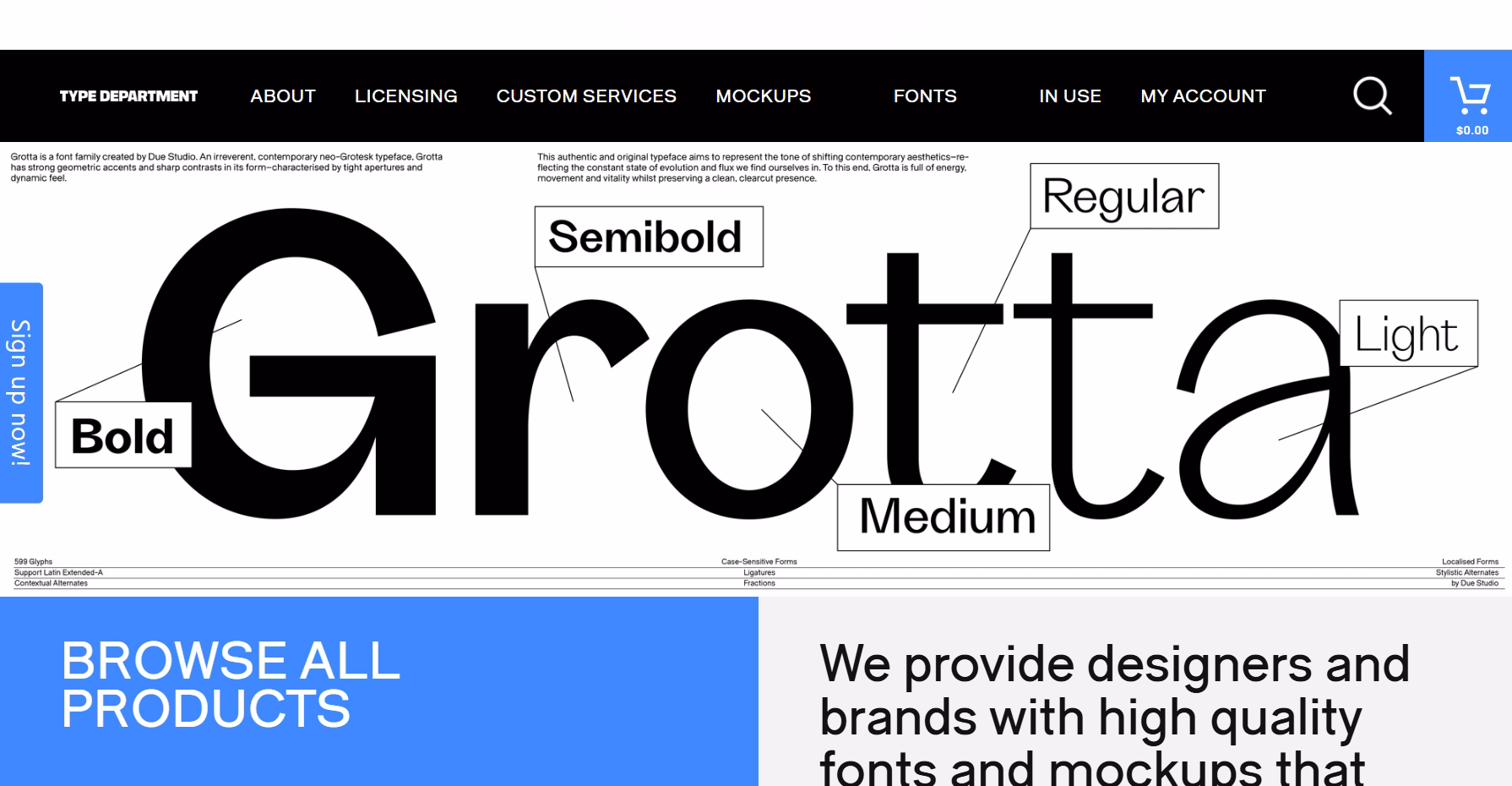 modern font marketplace with pro licensing.